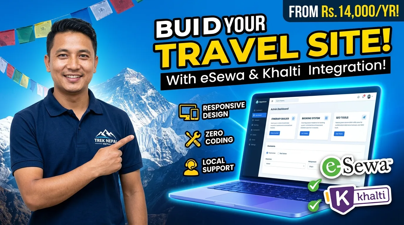 Affordable travel agency website builder supporting eSewa and Khalti integration